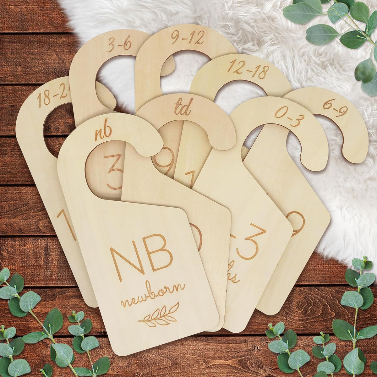 Wooden Double-Sided Baby Closet Dividers for Baby Clothes Organizer, 0-24M