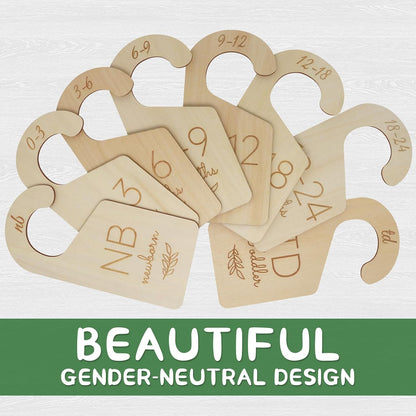 Wooden Double-Sided Baby Closet Dividers for Baby Clothes Organizer, 0-24M