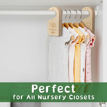 Wooden Double-Sided Baby Closet Dividers for Baby Clothes Organizer, 0-24M
