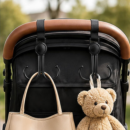 4 Pack Stroller Hooks Compatible with WonderFold Wagon, 2 Side Hooks + 2 Dual Hooks, Space-Saving Organizer for Diaper Bags, Groceries, Toys & Everyday Essentials