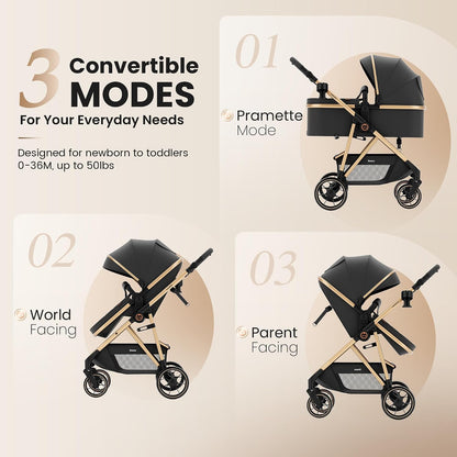Baby Stroller for Newborn and Toddler,One-Hand Fold