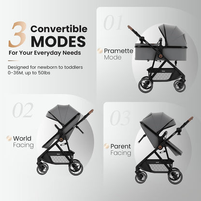 Baby Stroller for Newborn and Toddler,One-Hand Fold