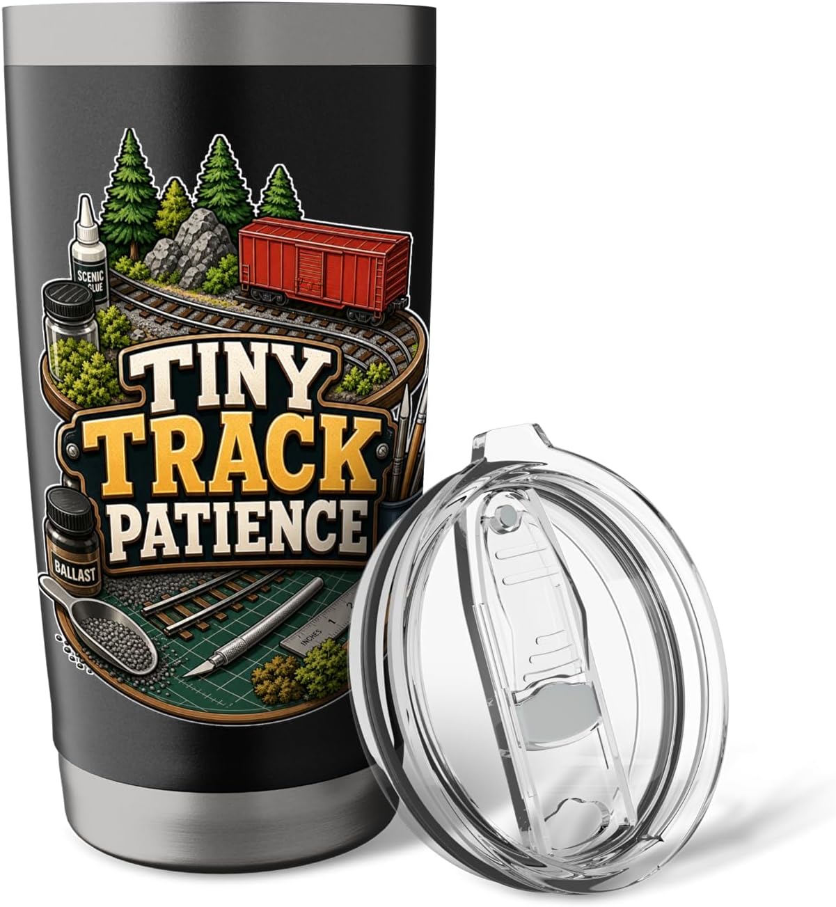 TINY TRACK PATIENCE Hobby Table Calm Stainless Steel Insulated Tumbler