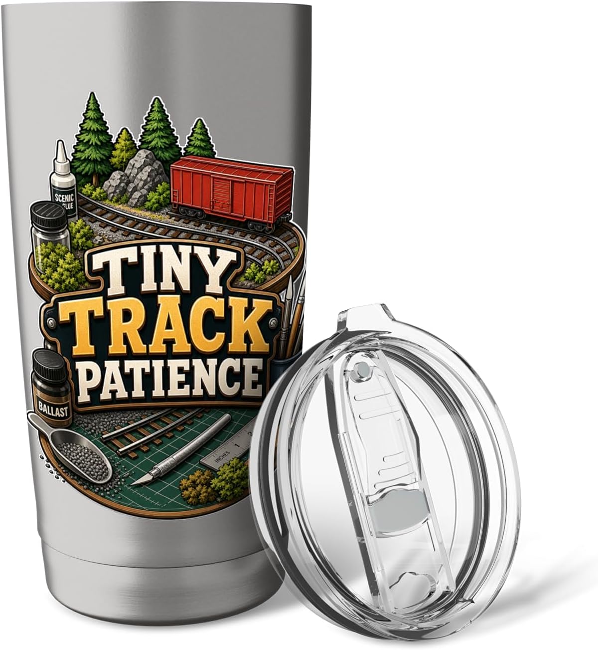 TINY TRACK PATIENCE Hobby Table Calm Stainless Steel Insulated Tumbler