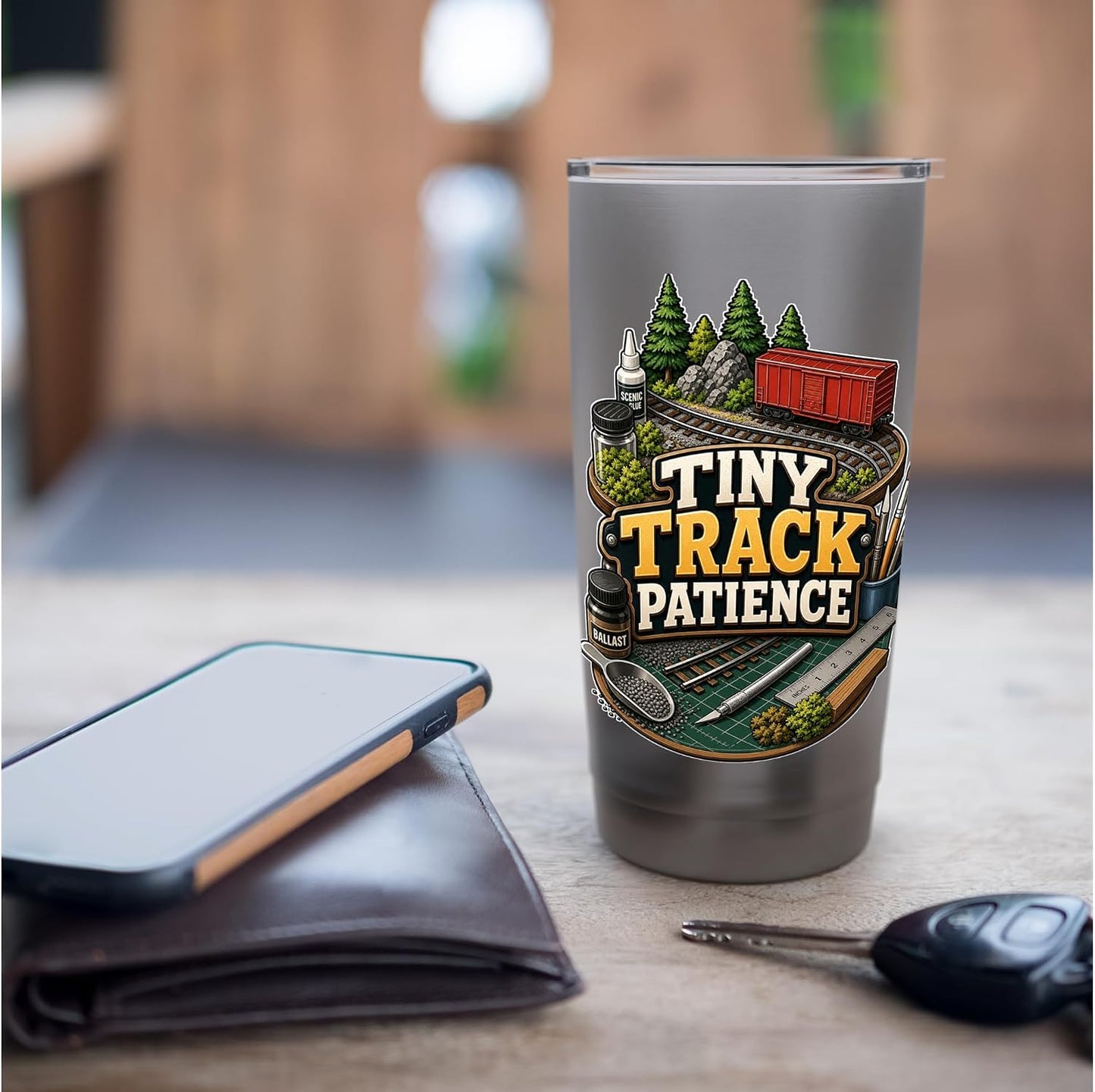 TINY TRACK PATIENCE Hobby Table Calm Stainless Steel Insulated Tumbler