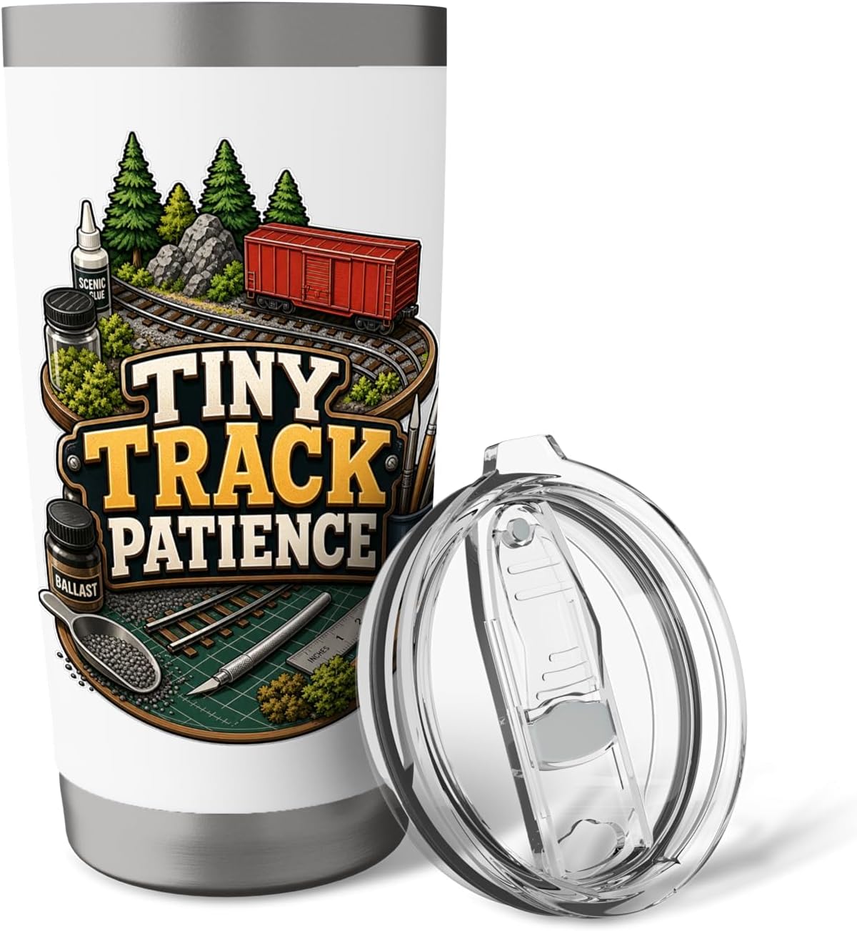 TINY TRACK PATIENCE Hobby Table Calm Stainless Steel Insulated Tumbler