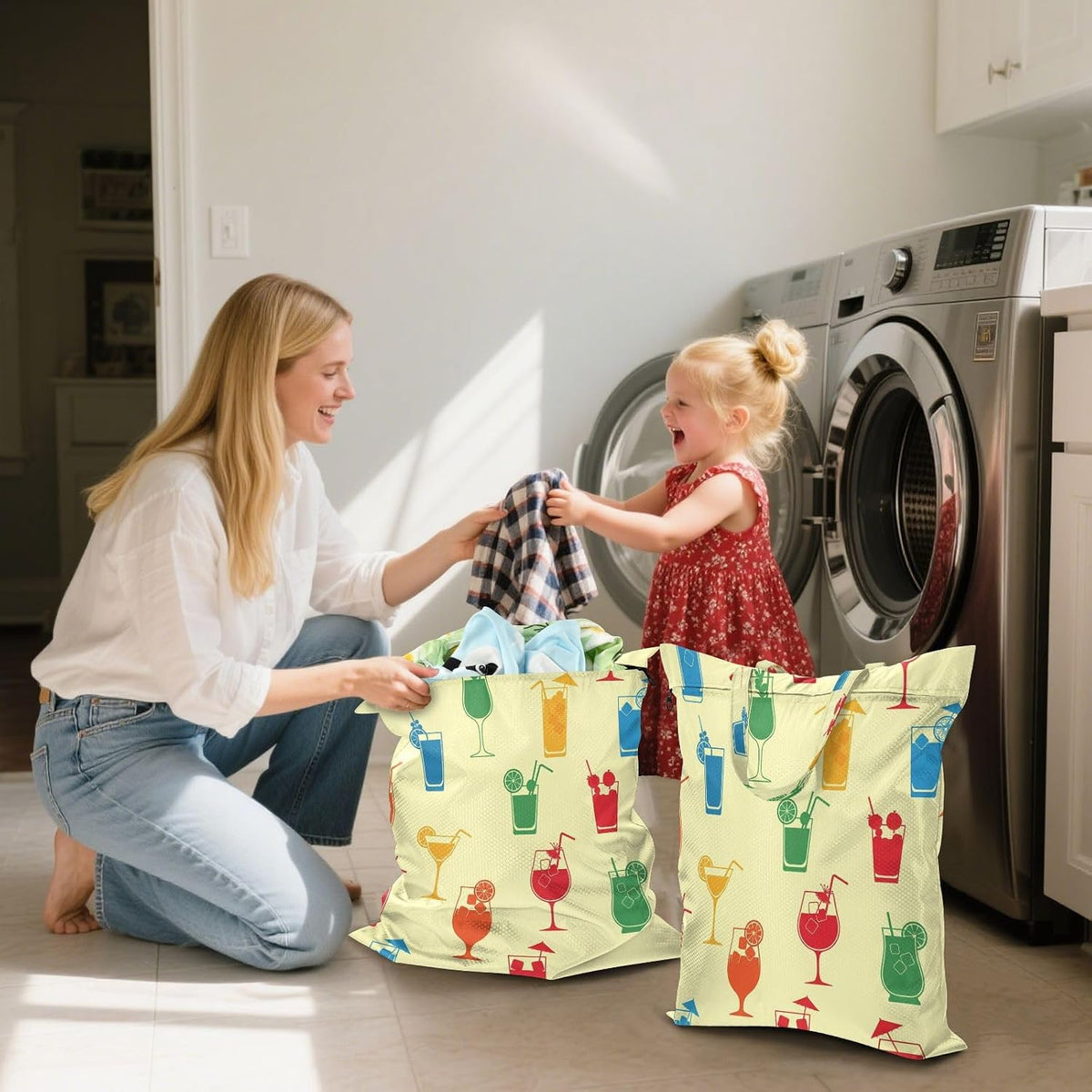 Cocktails Glass Waterproof Travel Laundry Bag Easy Care 2-Pack