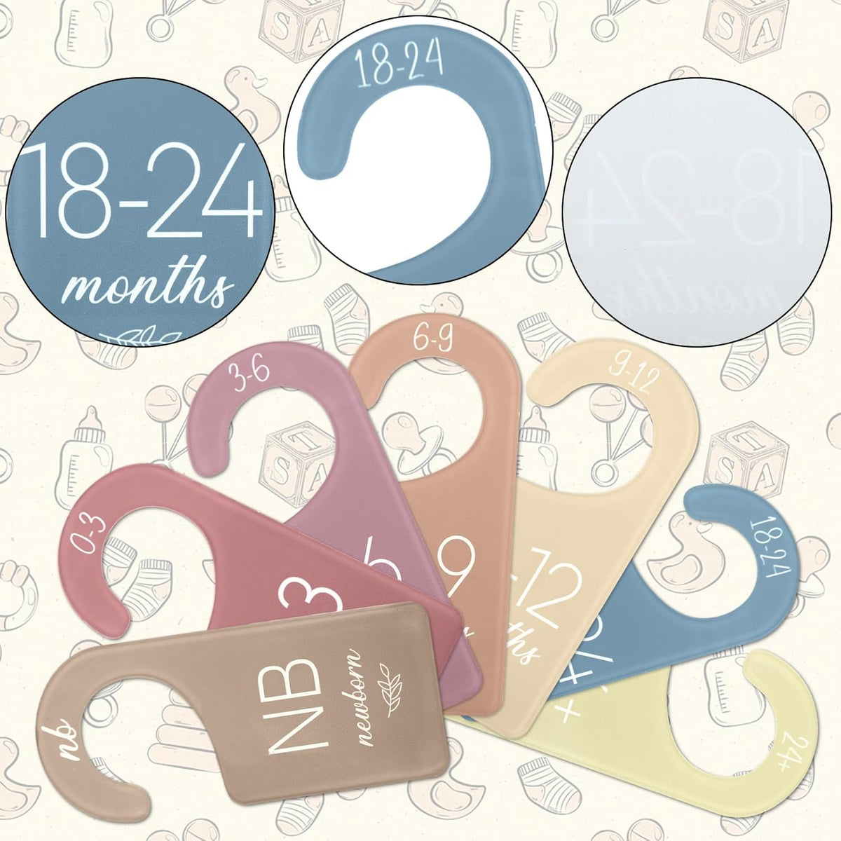 Acrylic Baby Closet Dividers Boho Hanging Acrylic Infant Clothes Hanger Separators Baby Closet Organizers Thicken Babies Wardrobe Organizers for Home Nursery Supplies, 6.7 x 3 Inch, 8 Pcs