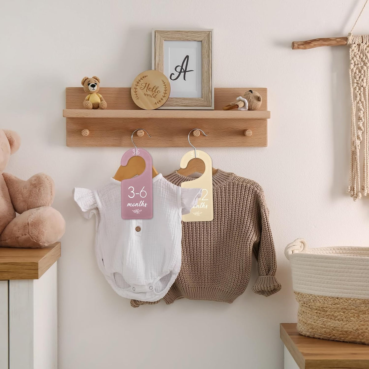 Acrylic Baby Closet Dividers Boho Hanging Acrylic Infant Clothes Hanger Separators Baby Closet Organizers Thicken Babies Wardrobe Organizers for Home Nursery Supplies, 6.7 x 3 Inch, 8 Pcs
