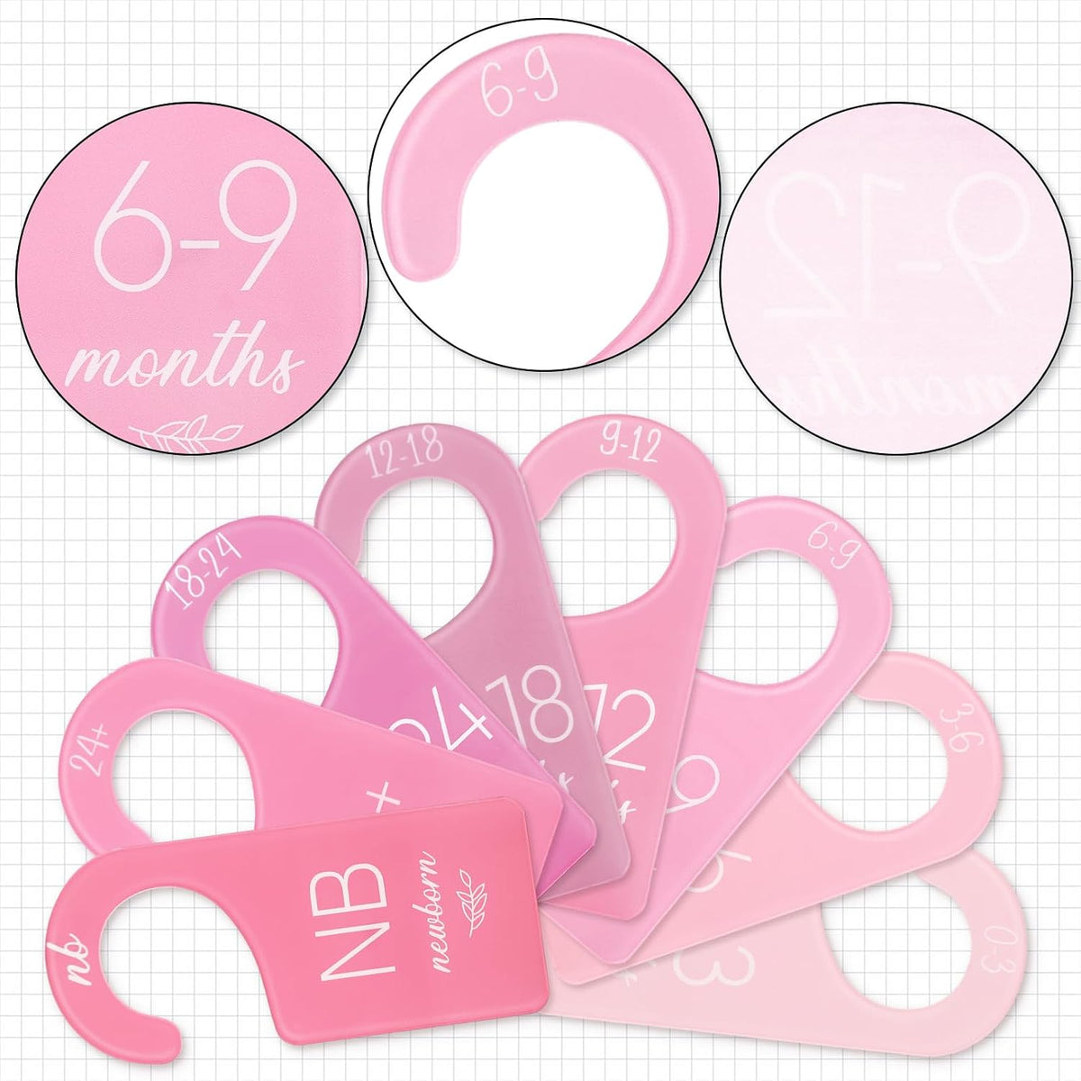 Acrylic Baby Closet Dividers Boho Hanging Acrylic Infant Clothes Hanger Separators Baby Closet Organizers Thicken Babies Wardrobe Organizers for Home Nursery Supplies, 6.7 x 3 Inch, 8 Pcs