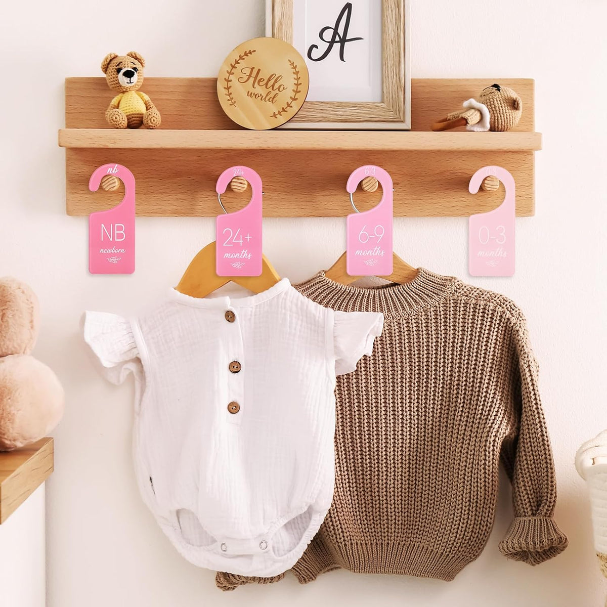 Acrylic Baby Closet Dividers Boho Hanging Acrylic Infant Clothes Hanger Separators Baby Closet Organizers Thicken Babies Wardrobe Organizers for Home Nursery Supplies, 6.7 x 3 Inch, 8 Pcs