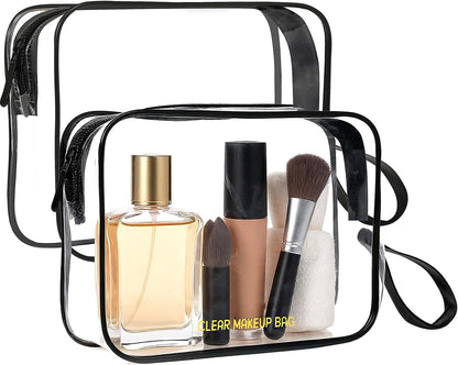 Clear Makeup Bag,2 Pack TSA Approved Toiletry Bag Tfor Women & Men