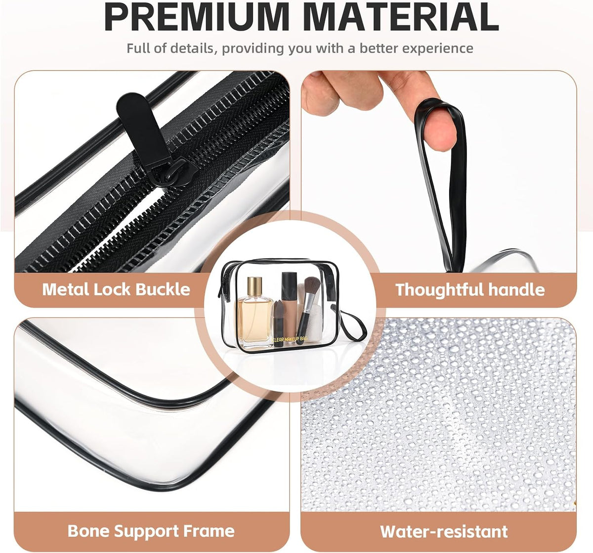 Clear Makeup Bag,2 Pack TSA Approved Toiletry Bag Tfor Women & Men