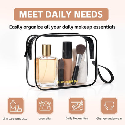 Clear Makeup Bag,2 Pack TSA Approved Toiletry Bag Tfor Women & Men