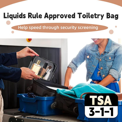 Clear Makeup Bag,2 Pack TSA Approved Toiletry Bag Tfor Women & Men