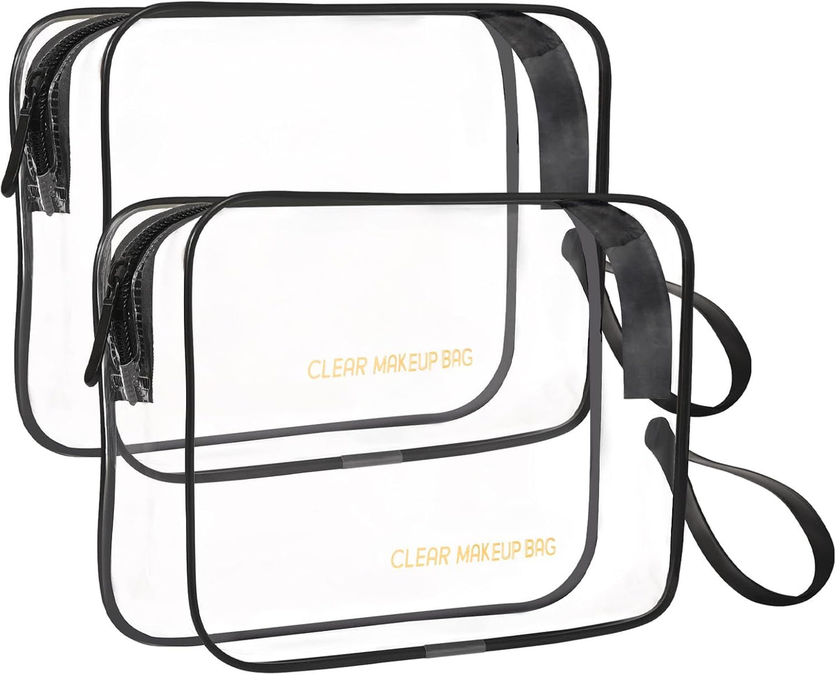 Clear Makeup Bag,2 Pack TSA Approved Toiletry Bag Tfor Women & Men