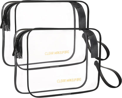 Clear Makeup Bag,2 Pack TSA Approved Toiletry Bag Tfor Women & Men