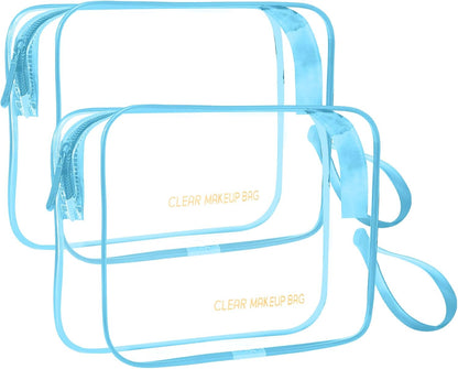 Clear Makeup Bag,2 Pack TSA Approved Toiletry Bag Tfor Women & Men
