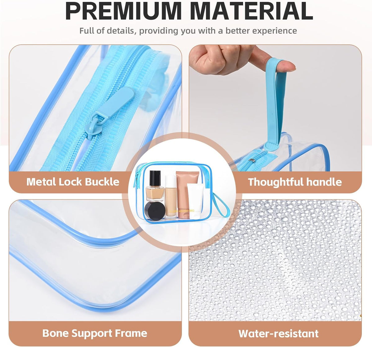 Clear Makeup Bag,2 Pack TSA Approved Toiletry Bag Tfor Women & Men
