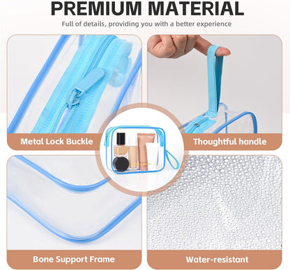 Clear Makeup Bag,2 Pack TSA Approved Toiletry Bag Tfor Women & Men