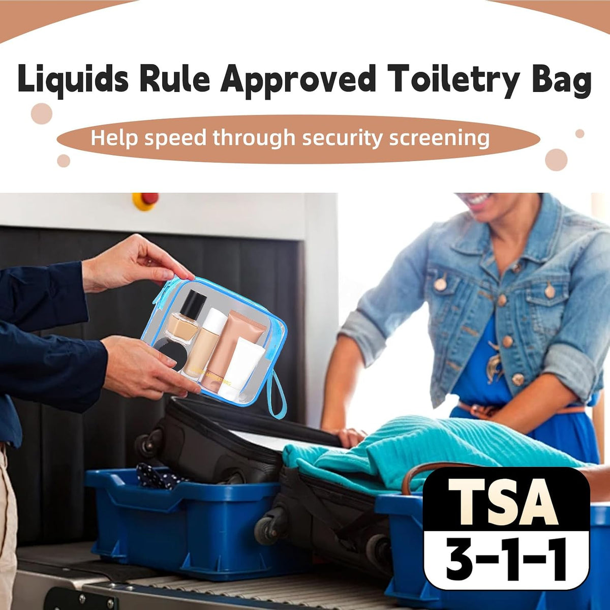 Clear Makeup Bag,2 Pack TSA Approved Toiletry Bag Tfor Women & Men