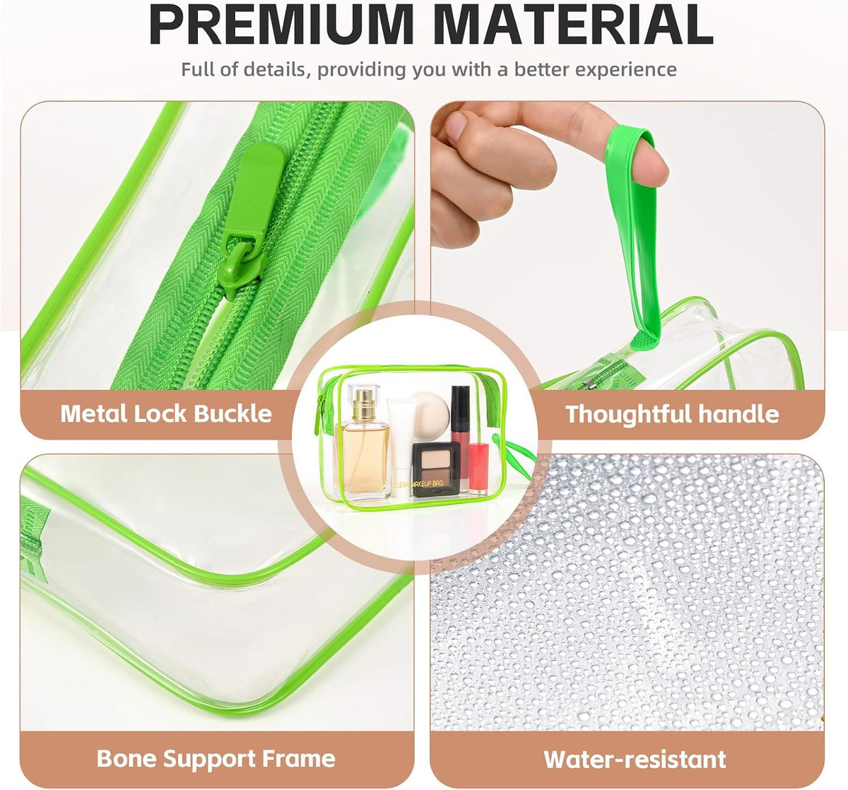 Clear Makeup Bag,2 Pack TSA Approved Toiletry Bag Tfor Women & Men