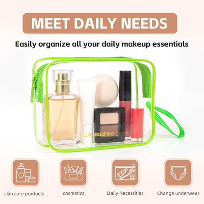 Clear Makeup Bag,2 Pack TSA Approved Toiletry Bag Tfor Women & Men
