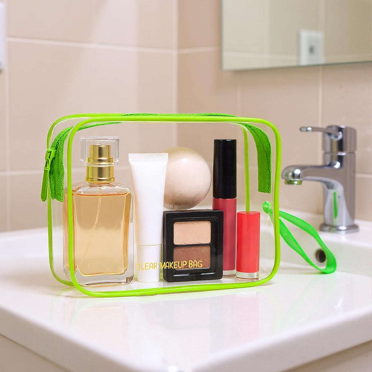 Clear Makeup Bag,2 Pack TSA Approved Toiletry Bag Tfor Women & Men