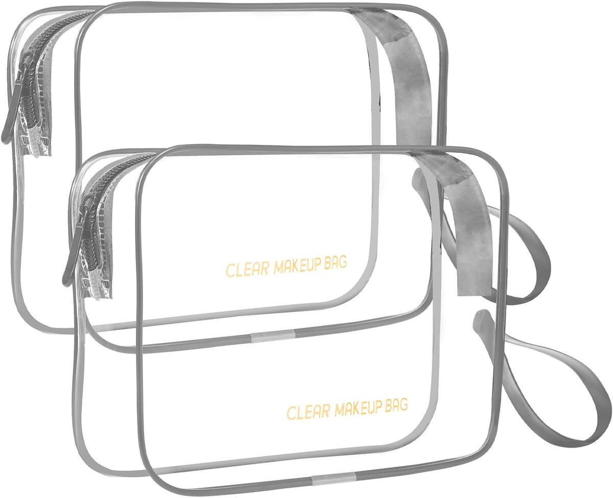 Clear Makeup Bag,2 Pack TSA Approved Toiletry Bag Tfor Women & Men