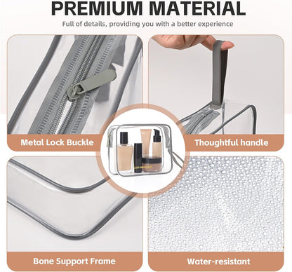 Clear Makeup Bag,2 Pack TSA Approved Toiletry Bag Tfor Women & Men