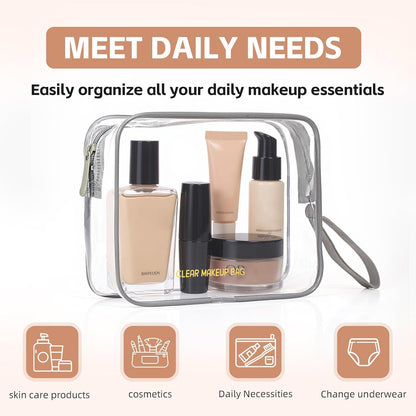 Clear Makeup Bag,2 Pack TSA Approved Toiletry Bag Tfor Women & Men