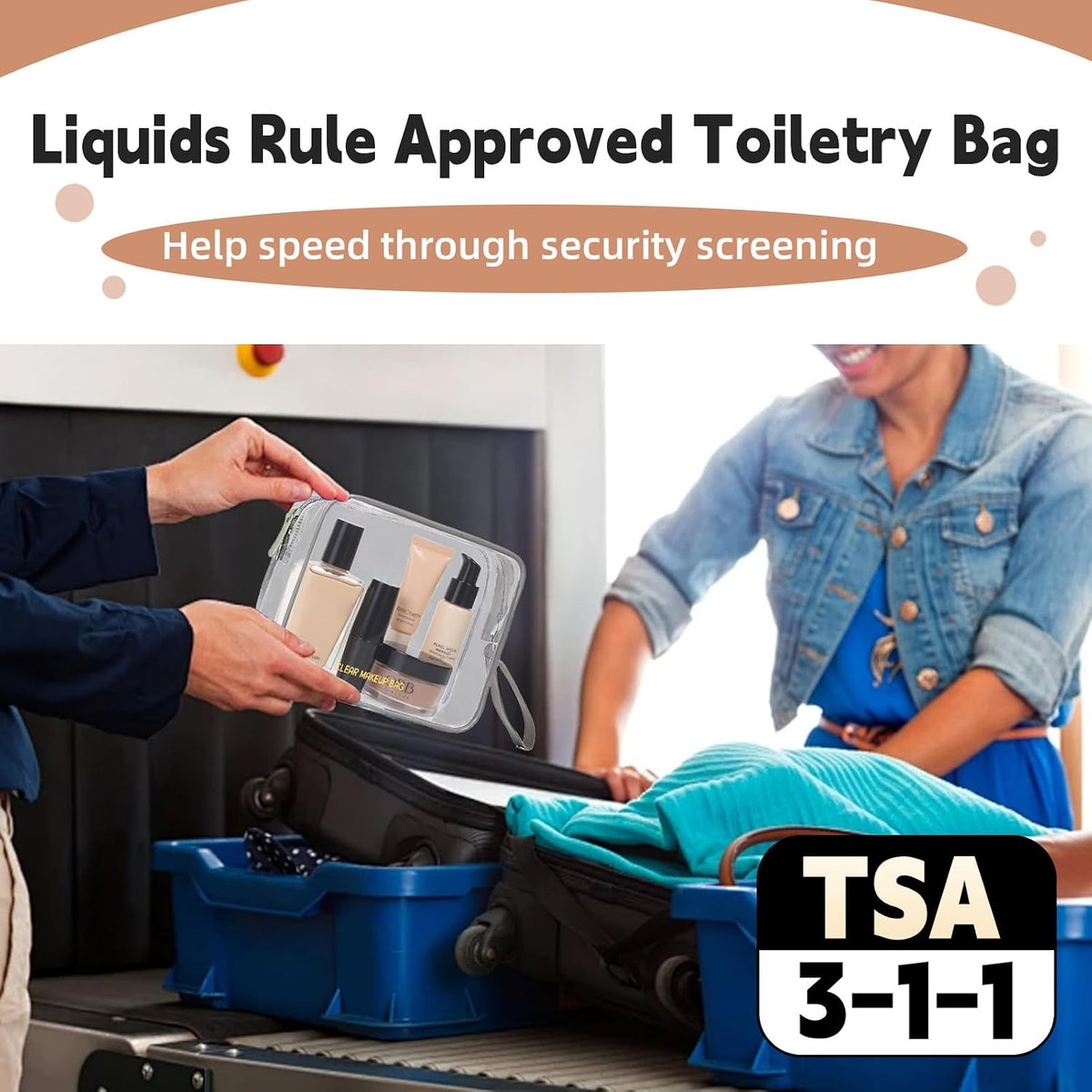 Clear Makeup Bag,2 Pack TSA Approved Toiletry Bag Tfor Women & Men