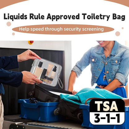 Clear Makeup Bag,2 Pack TSA Approved Toiletry Bag Tfor Women & Men