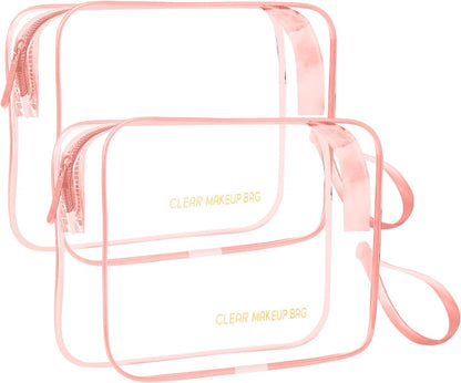 Clear Makeup Bag,2 Pack TSA Approved Toiletry Bag Tfor Women & Men