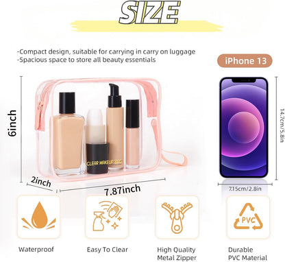 Clear Makeup Bag,2 Pack TSA Approved Toiletry Bag Tfor Women & Men