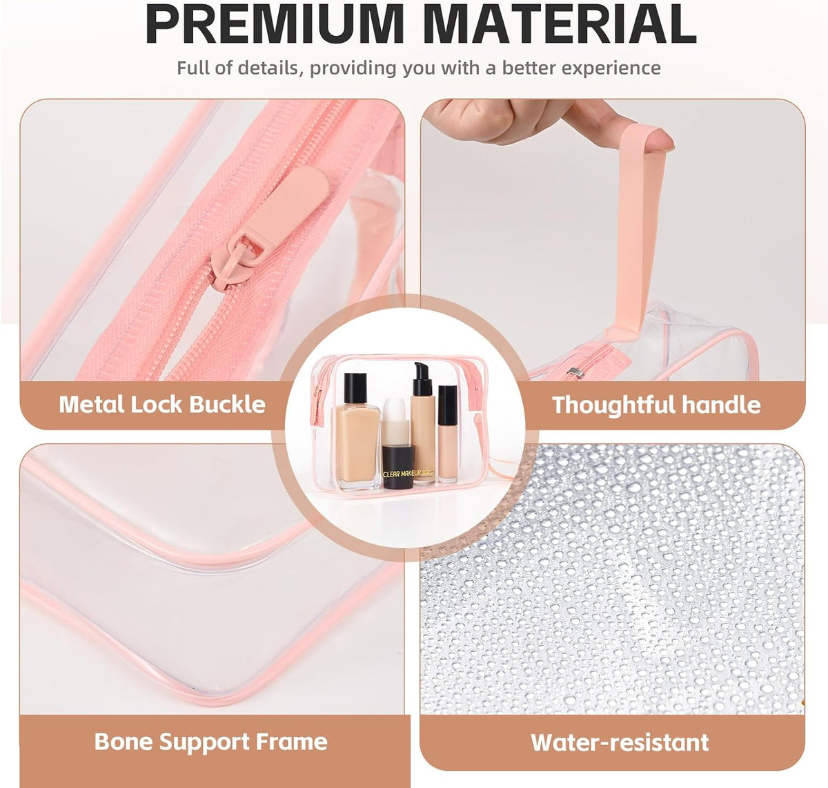 Clear Makeup Bag,2 Pack TSA Approved Toiletry Bag Tfor Women & Men