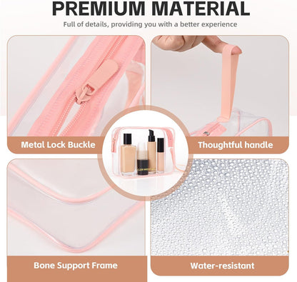 Clear Makeup Bag,2 Pack TSA Approved Toiletry Bag Tfor Women & Men