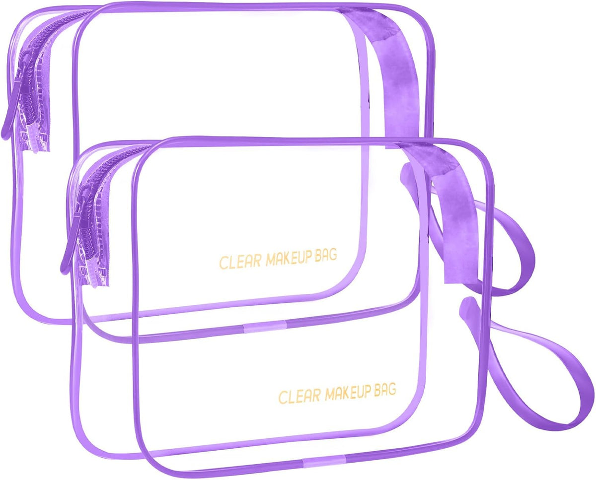 Clear Makeup Bag,2 Pack TSA Approved Toiletry Bag Tfor Women & Men