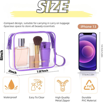 Clear Makeup Bag,2 Pack TSA Approved Toiletry Bag Tfor Women & Men