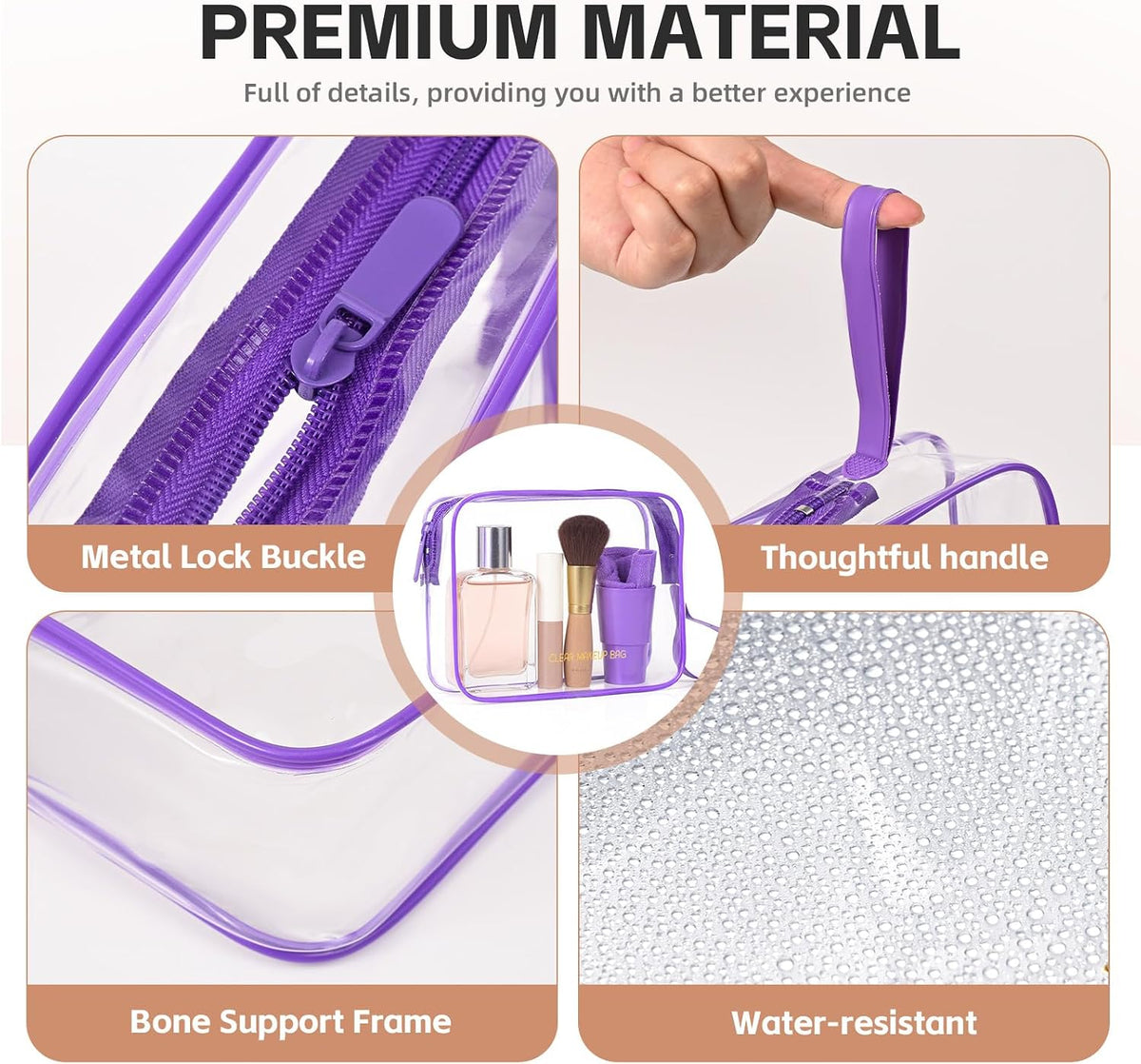 Clear Makeup Bag,2 Pack TSA Approved Toiletry Bag Tfor Women & Men