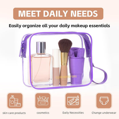 Clear Makeup Bag,2 Pack TSA Approved Toiletry Bag Tfor Women & Men