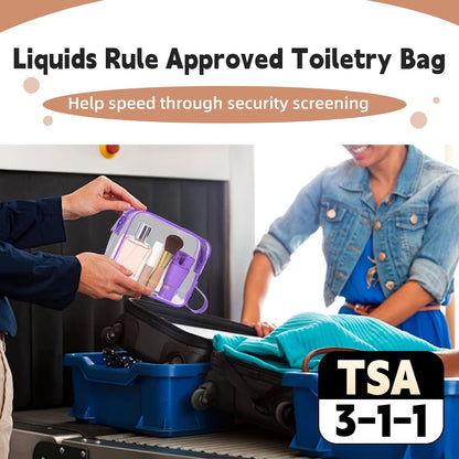 Clear Makeup Bag,2 Pack TSA Approved Toiletry Bag Tfor Women & Men