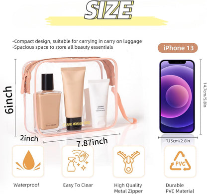 Clear Makeup Bag,2 Pack TSA Approved Toiletry Bag Tfor Women & Men