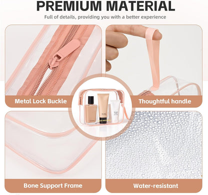 Clear Makeup Bag,2 Pack TSA Approved Toiletry Bag Tfor Women & Men