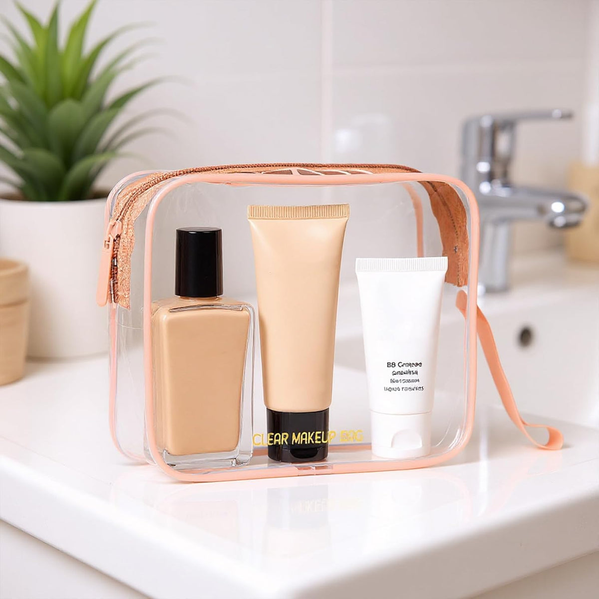 Clear Makeup Bag,2 Pack TSA Approved Toiletry Bag Tfor Women & Men