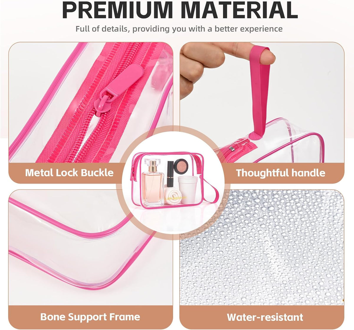 Clear Makeup Bag,2 Pack TSA Approved Toiletry Bag Tfor Women & Men