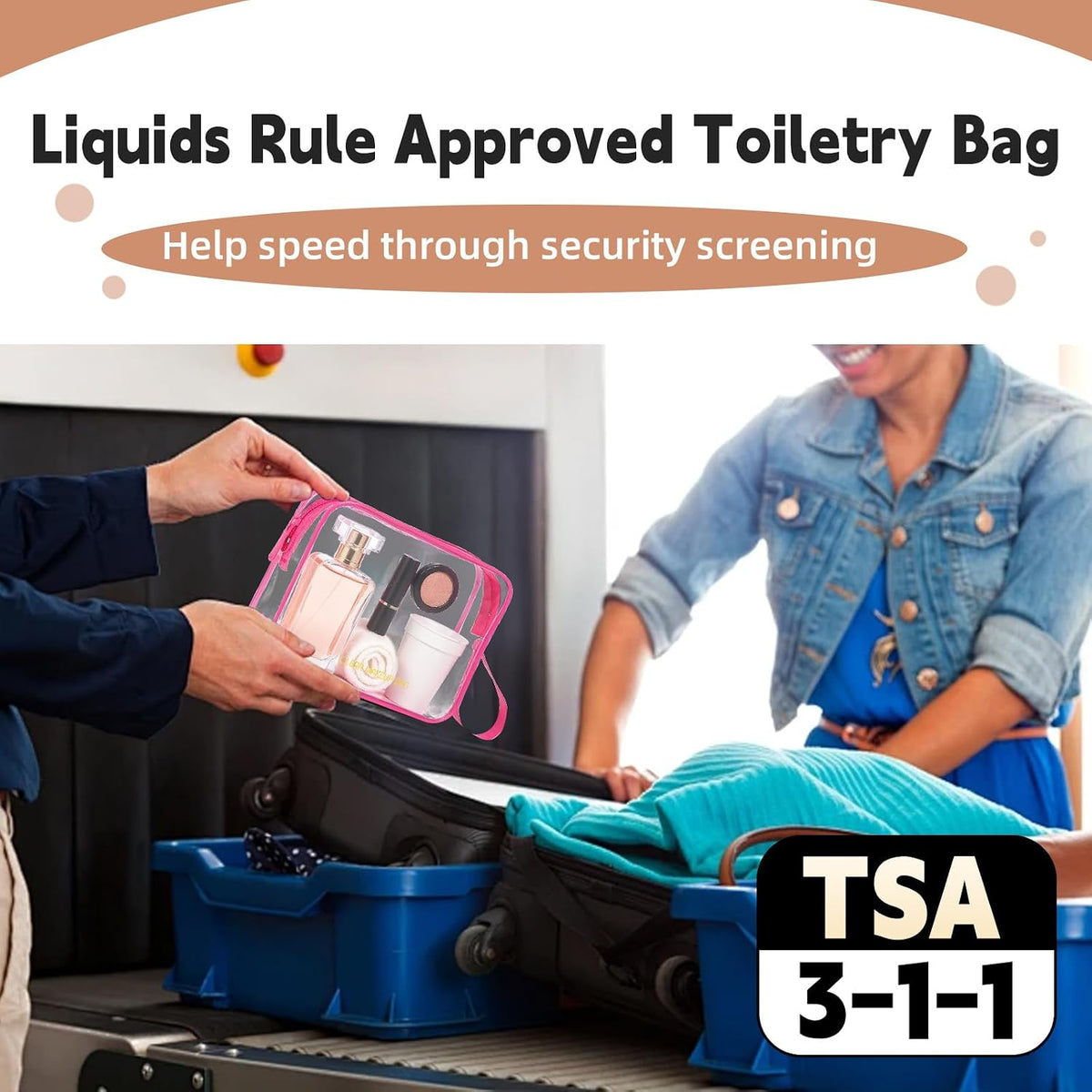 Clear Makeup Bag,2 Pack TSA Approved Toiletry Bag Tfor Women & Men
