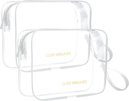 Clear Makeup Bag,2 Pack TSA Approved Toiletry Bag Tfor Women & Men