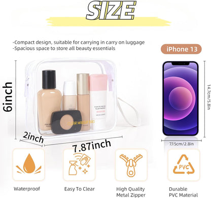Clear Makeup Bag,2 Pack TSA Approved Toiletry Bag Tfor Women & Men