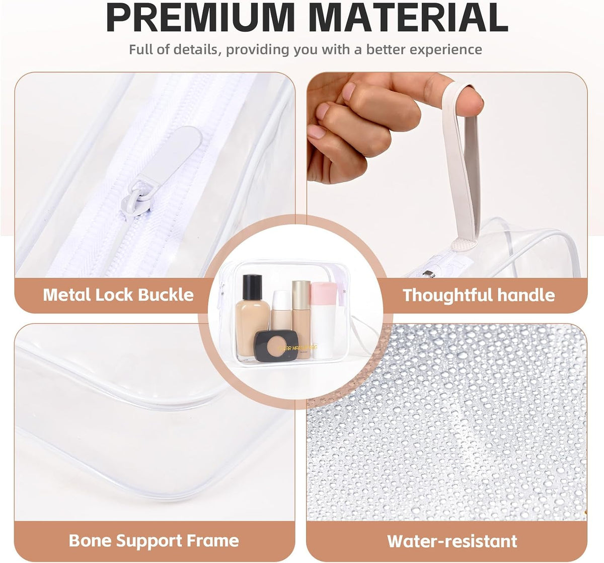 Clear Makeup Bag,2 Pack TSA Approved Toiletry Bag Tfor Women & Men